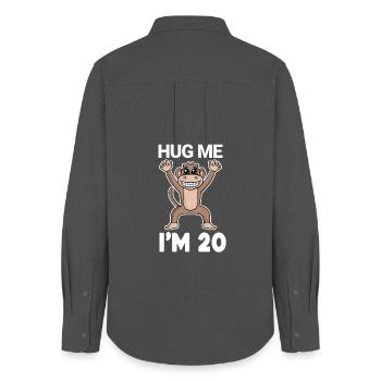 20 birthday - 20 years - hug - Women's Oxford Shirt - anthracite - Back - AI Model Female 172 light (172cm)