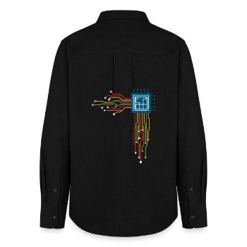 Computer chip - Creative illustration - Women's Oxford Shirt - black - Back - AI Model Female 172 light (172cm)