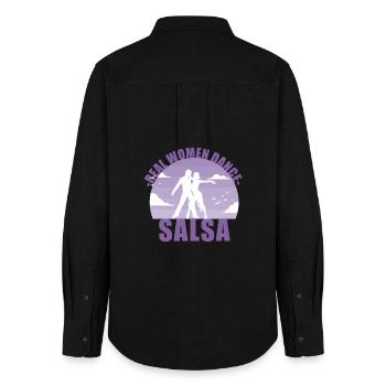 De vraies femmes dansent la salsa! Cadeau de danseur - Chemise Oxford Femme - noir - Dos - AI Model Female 172 light (172cm)