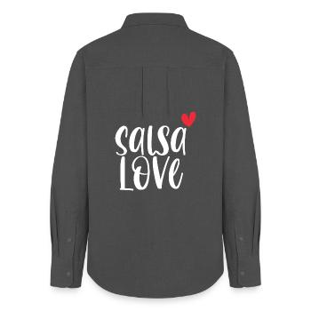 L’amour de la salsa! Cadeau de danse Dancer Latino - Chemise Oxford Femme - charbon - Dos - AI Model Female 172 light (172cm)