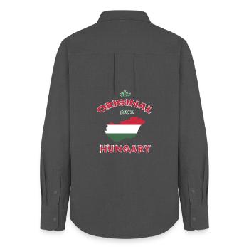 Ungarn Original 100% Flaggen Design - Frauen Oxford Hemd - Anthrazit - Hinten - AI Model Female 172 light (172cm)