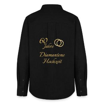 60 Jahre Diamantene Hochzeit Ringe goldfarben Text - Frauen Oxford Hemd - Schwarz - Hinten - AI Model Female 172 light (172cm)