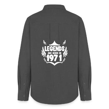 1971 - Born 1971 - Year of birth 1971 - Women's Oxford Shirt - anthracite - Back - AI Model Female 172 light (172cm)