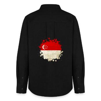 Design du drapeau de Singapour - Chemise Oxford Femme - noir - Dos - AI Model Female 172 light (172cm)