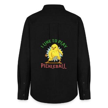 ich mag Pickleball - Frauen Oxford Hemd - Schwarz - Hinten - AI Model Female 172 light (172cm)