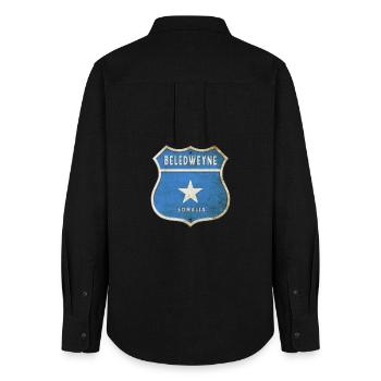 Beledweyne Somalia Wappen Flaggen Design - Frauen Oxford Hemd - Schwarz - Hinten - AI Model Female 172 light (172cm)