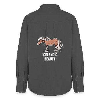 Chevaux islandais Cool Horse Statement Fan de chevaux - Chemise Oxford Femme - charbon - Dos - AI Model Female 172 light (172cm)