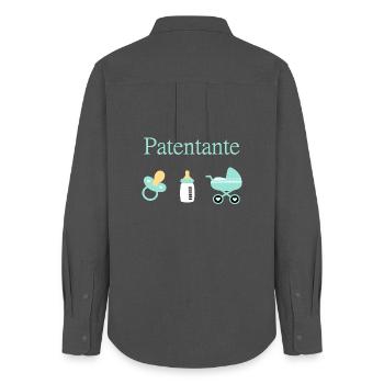 Patentante Taufe Geburt Junge - Frauen Oxford Hemd - Anthrazit - Hinten - AI Model Female 172 light (172cm)
