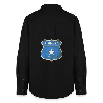 Kismaayo Somalia Wappen Flaggen Design - Frauen Oxford Hemd - Schwarz - Hinten - AI Model Female 172 light (172cm)