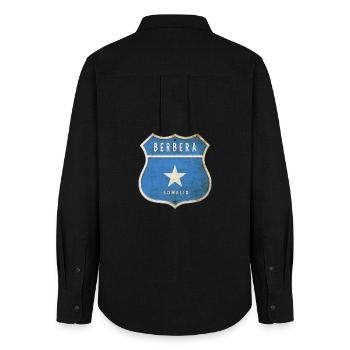 Berbera Somalia Wappen Flaggen Design - Frauen Oxford Hemd - Schwarz - Hinten - AI Model Female 172 light (172cm)