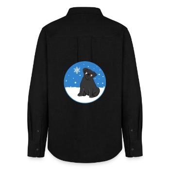 Black Pug in the Snow - Women's Oxford Shirt - black - Back - AI Model Female 172 light (172cm)