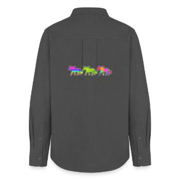 Horses Gallop Foals Icelandic Horses Horse Love - Women's Oxford Shirt - anthracite - Back - AI Model Female 172 light (172cm)