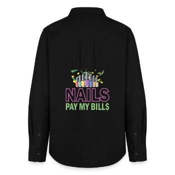 Nails Pay My Bills Manucure - Chemise Oxford Femme - noir - Dos - AI Model Female 172 light (172cm)