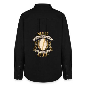 Flute Musician Instrument Brass Music Gift - Women's Oxford Shirt - black - Back - AI Model Female 172 light (172cm)
