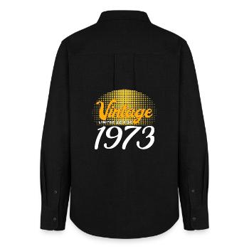1973 Vintage Born Retro Vintage Birthday - Women's Oxford Shirt - black - Back - AI Model Female 172 light (172cm)