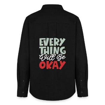 Everything Will Be Okay - Women's Oxford Shirt - black - Back - AI Model Female 172 light (172cm)