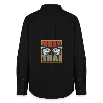 Muay Thai Boxing Thai Boxing Kickboxing Kickboxing MMA - Women's Oxford Shirt - black - Back - AI Model Female 172 light (172cm)