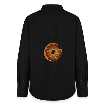 angebissener Schoko Donut mit bunten Streuseln - Frauen Oxford Hemd - Schwarz - Hinten - AI Model Female 172 light (172cm)