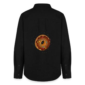 schöner Schoko Donut mit bunten Streuseln - Frauen Oxford Hemd - Schwarz - Hinten - AI Model Female 172 light (172cm)