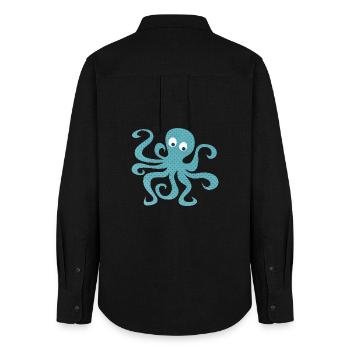 Oktopus Tintenfisch Punkte Kinderzimmer Meer Ozean - Frauen Oxford Hemd - Schwarz - Hinten - AI Model Female 172 light (172cm)