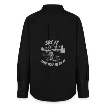 Ski it like you mean it - Skiing Winter Sports - Women's Oxford Shirt - black - Back - AI Model Female 172 light (172cm)