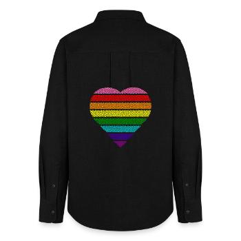 Buntes Regenbogen Herz retro gay pride lgbtq csd - Frauen Oxford Hemd - Schwarz - Hinten - AI Model Female 172 light (172cm)