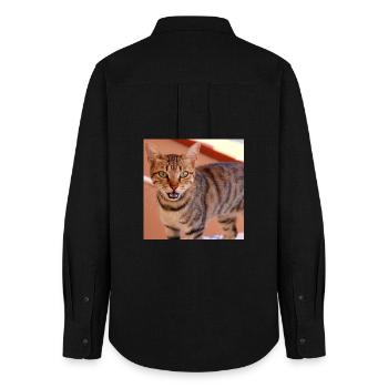 Katze Kätzchen Poster quadratisch Katzenposter - Frauen Oxford Hemd - Schwarz - Hinten - AI Model Female 172 light (172cm)