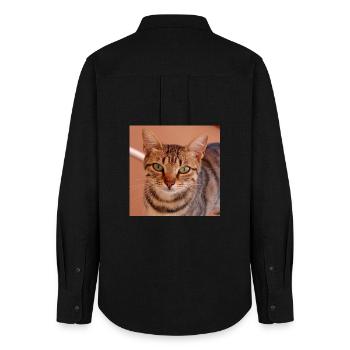 Katze Kätzchen Poster quadratisch Katzenposter - Frauen Oxford Hemd - Schwarz - Hinten - AI Model Female 172 light (172cm)