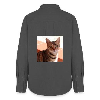 Katze Kätzchen Poster quadratisch Katzenposter - Frauen Oxford Hemd - Anthrazit - Hinten - AI Model Female 172 light (172cm)