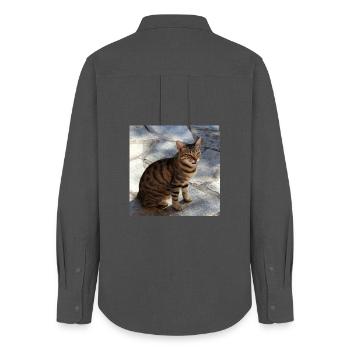 Katze Kätzchen Poster quadratisch Katzenposter - Frauen Oxford Hemd - Anthrazit - Hinten - AI Model Female 172 light (172cm)