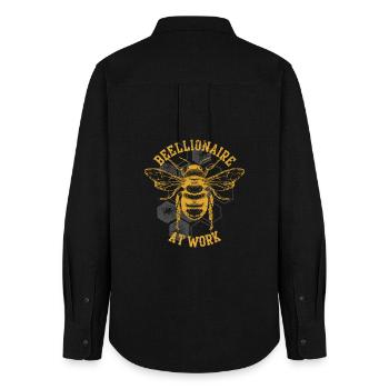 Reellionaire at Work Bee - Women's Oxford Shirt - black - Back - AI Model Female 172 light (172cm)