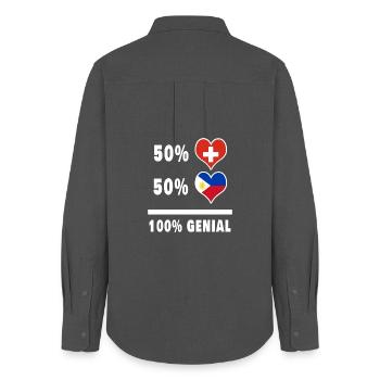Philippinen und Schweiz 100% Genial Flagge - Frauen Oxford Hemd - Anthrazit - Hinten - AI Model Female 172 light (172cm)