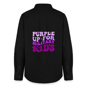 Groovy Purple Up For Military Child Month The Mili - Frauen Oxford Hemd - Schwarz - Hinten - AI Model Female 172 light (172cm)