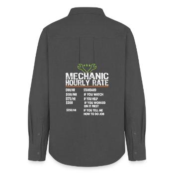 Mechanic hourly rate Mechanic worker Labor Rates - Women's Oxford Shirt - anthracite - Back - AI Model Female 172 light (172cm)