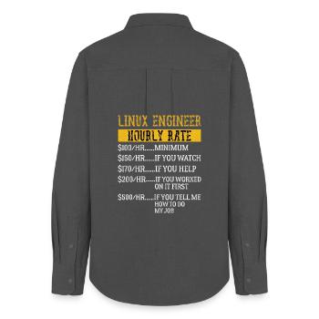 Linux Engineer Stundensatz Mechaniker Arbeitsrate - Frauen Oxford Hemd - Anthrazit - Hinten - AI Model Female 172 light (172cm)