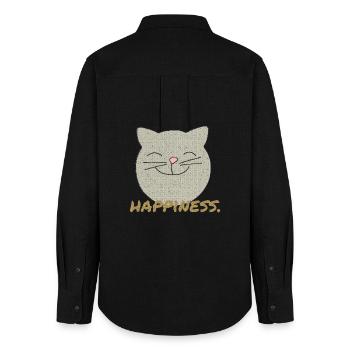 Cat Happiness - Women's Oxford Shirt - black - Back - AI Model Female 172 light (172cm)