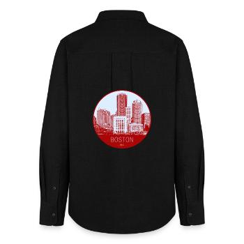 Boston Skyline Circle - Women's Oxford Shirt - black - Back - AI Model Female 172 light (172cm)