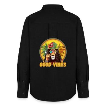 Rasta Lion Good Vibes - Chemise Oxford Femme - noir - Dos - AI Model Female 172 light (172cm)