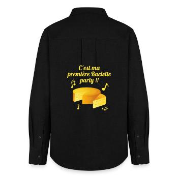 raclette, fromage fondu, fan de raclette - Chemise Oxford Femme - noir - Dos - AI Model Female 172 light (172cm)
