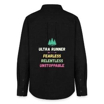 Ultra Runner - Fearless. Relentless. Unstoppable. - Women's Oxford Shirt - black - Back - AI Model Female 172 light (172cm)