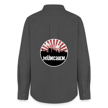 Munich Skyline Home Game - Women's Oxford Shirt - anthracite - Back - AI Model Female 172 light (172cm)