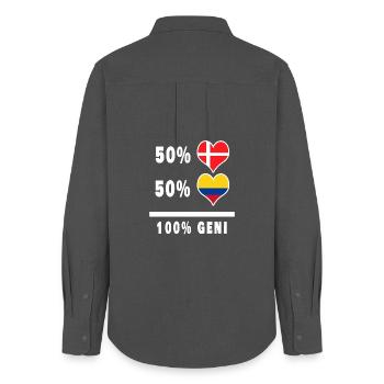 Colombie et Danemark 100% drapeau de génie - Chemise Oxford Femme - charbon - Dos - AI Model Female 172 light (172cm)