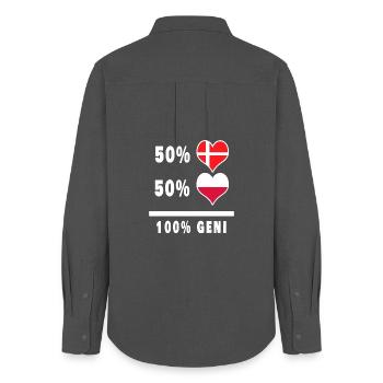 Pologne et Danemark 100% drapeau de génie - Chemise Oxford Femme - charbon - Dos - AI Model Female 172 light (172cm)