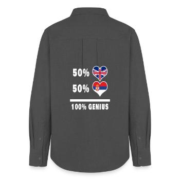 Serbie et Grande-Bretagne 100% Genius Flag - Chemise Oxford Femme - charbon - Dos - AI Model Female 172 light (172cm)