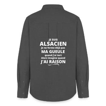 Alsace, Alsacien, Strasbourg - Chemise Oxford Femme - charbon - Dos - AI Model Female 172 light (172cm)