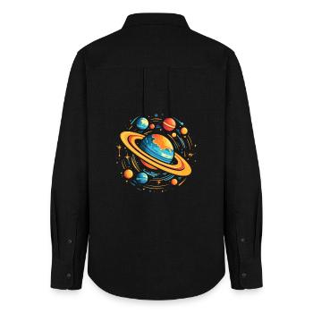 Galaxies spatiales Planètes - Chemise Oxford Femme - noir - Dos - AI Model Female 172 light (172cm)