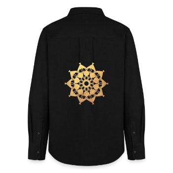 Ornament Yoga Sonne Meditation Yogi Indien Gold - Frauen Oxford Hemd - Schwarz - Hinten - AI Model Female 172 light (172cm)