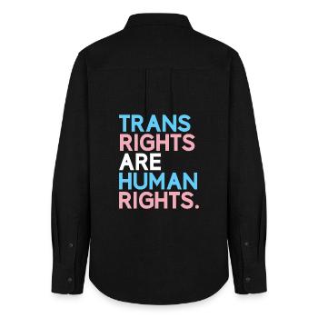 Pride Month LGBT - Trans-Rechte sind Menschenrechte - Frauen Oxford Hemd - Schwarz - Hinten - AI Model Female 172 light (172cm)