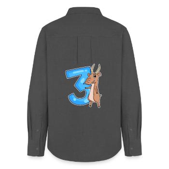 3rd Birthday Motif Saiga Antelope - Three Years - Women's Oxford Shirt - anthracite - Back - AI Model Female 172 light (172cm)