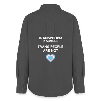 LGBT Pride Month - Trans Menschen - Frauen Oxford Hemd - Anthrazit - Hinten - AI Model Female 172 light (172cm)